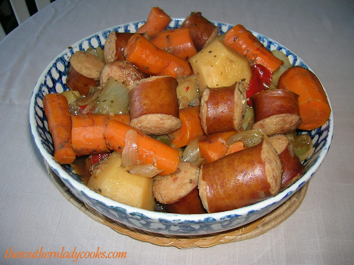 Slow Cooker Kielbasa, Carrots, Potatoes ￼