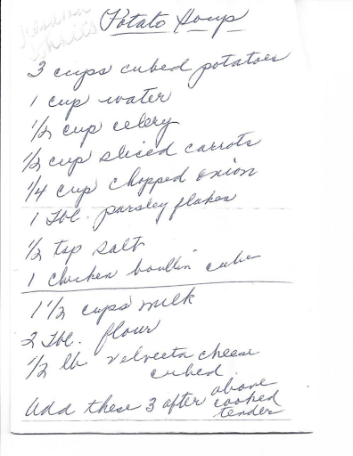 Mom’s Potato Soup Written By Mom