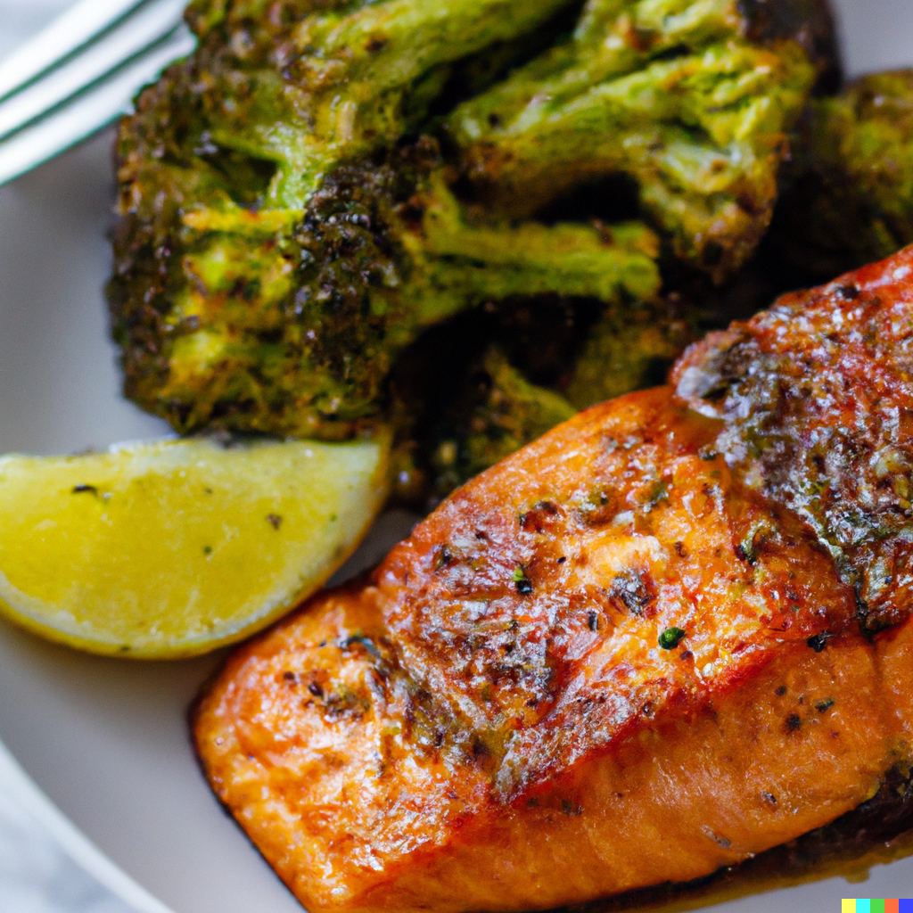 Honey Garlic Glazed Salmon with Charred Lemon Broccoli