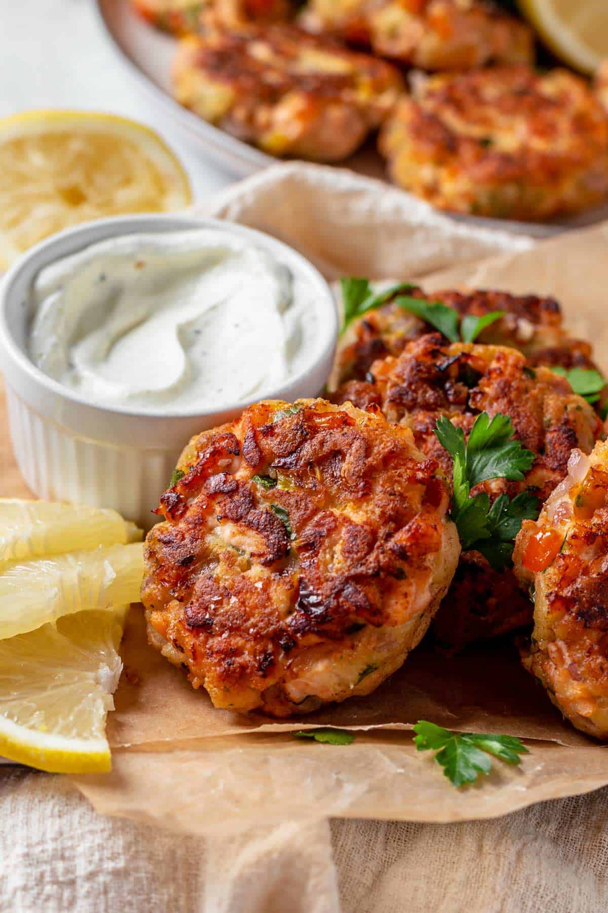 Skillet Fried Salmon Patties With Spicy Mayo